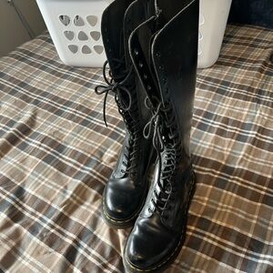 Black Leather Lace-Up Boots
